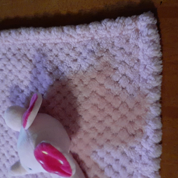 Okie Dokie Elephant Baby Blanket Pink Polka Dots Textured Plush Security Lovey - Picture 5 of 10